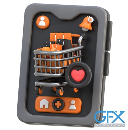 عکس سه بعدی سبد خرید و محصولات منتخب