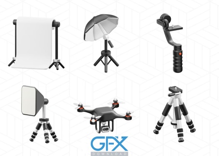 png آیکون سه بعدی 3d تجهیزات استودیو عکاسی فلش، سه پایه