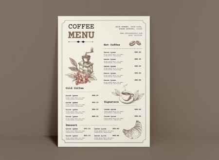 فایل لایه باز منوی کافی شاپ Coffee Menu