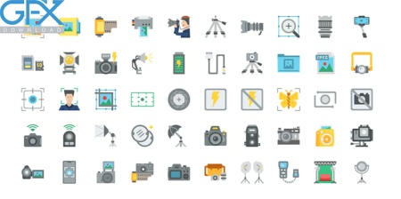 خرید آیکون عکاسی فلت Photography Icon Pack