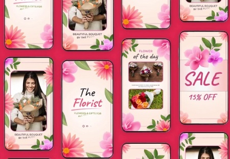 پروژه افتر افکت استوری اینستاگرام گل فروشی Florist Instagram Stories