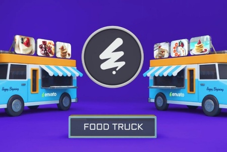 دانلود پروژه افتر افکت لوگو کامیون مواد غذایی Food Truck Logo