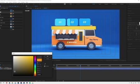 پروژه افتر افکت نمایش لوگو کامیون مواد غذایی Food Truck Logo