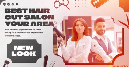 پروژه آماده افتر افکت Hairdressing Salon برای ساخت تیزر تبلیغاتی آرایشگاه مردانه و زنانه
