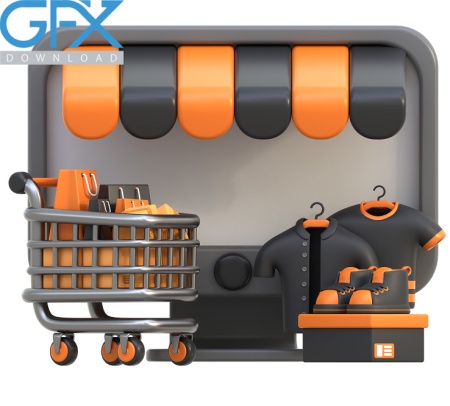 عکس png سه بعدی سبد خرید و محصولات فروشگاه