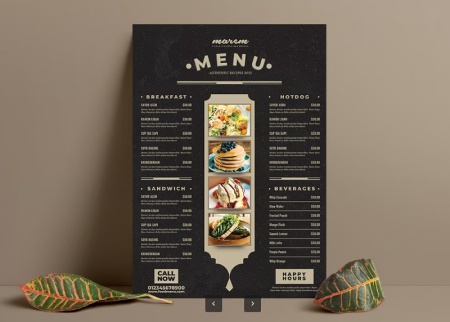 طرح لایه باز منو رستوران