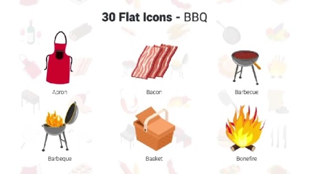 پروژه آماده افتر افکت آیکون های باربیکیو BBQ Icons