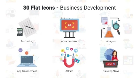 دانلود پروژه افتر افکت آیکون های تجاری Business Development Icons