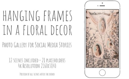 پروژه افتر افکت استوری اینستاگرام با قاب‌های معلق و تم گل‌آرایی