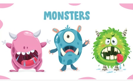 مجموعه وکتور هیولا بامزه برای طراحی کودکانه و فانتزی