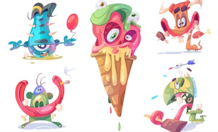 وکتور هیولا با استایل کارتونی و چهره‌های جذاب