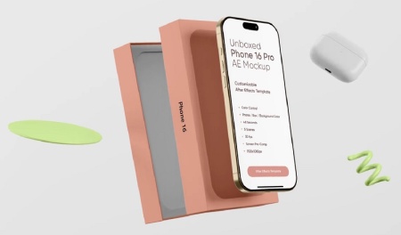 دانلود پروژه افتر افکت موکاپ آنباکس آیفون 16 پرو Unboxed Phone 16 Pro