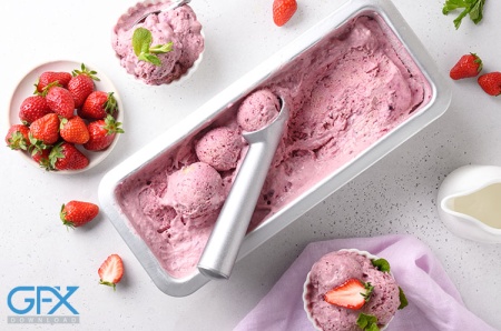 عکس بستنی اسکوپی خوشگل و کیوت با طعم توت فرنگی