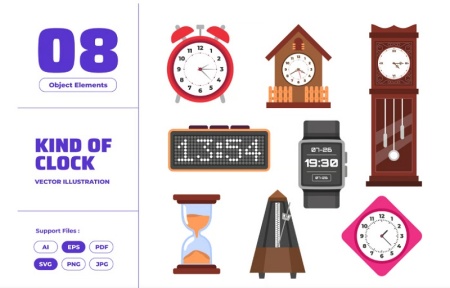 وکتور ساعت عقربه‌ای مناسب طراحی گرافیکی و رابط کاربری