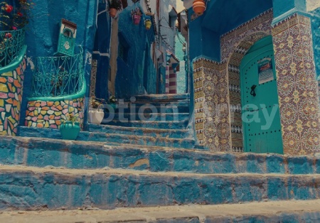 فوتیج گردشگری کوچه آبی از شفشاون مراکش Blue Alley In Chefchaouen