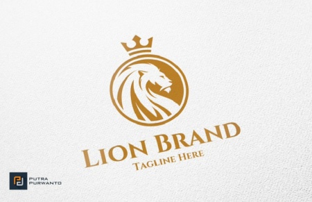 طرح مفهومی لوگو شیر جنگل با الهام از طبیعت و رهبری