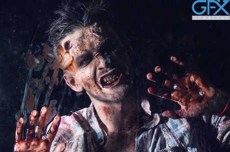 عکس زامبی مرد واقعی با دست و دندان خونی ترسناک