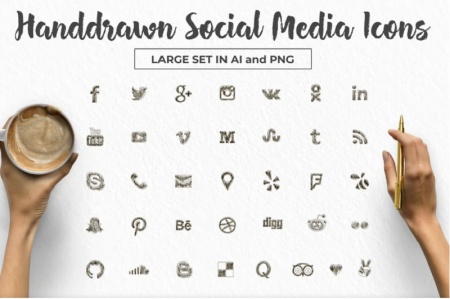 ست آیکون شبکه‌های اجتماعی با طراحی مدرن و قابل ویرایش