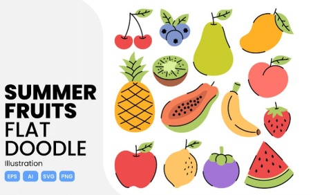 وکتور میوه تابستانه با طراحی فلت و رنگی