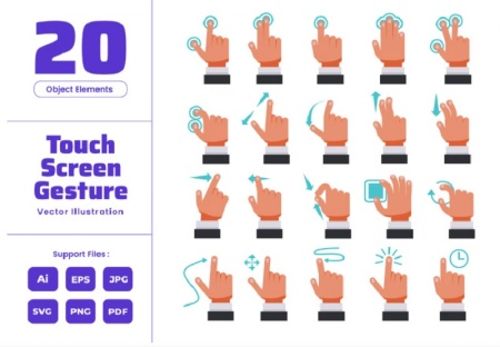 وکتور ژست کشیدن انگشت برای اسکرول یا جابه‌جایی در صفحه لمسی
