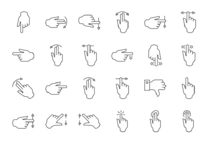 وکتور لمس دکمه مجازی روی رابط کاربری با انگشت