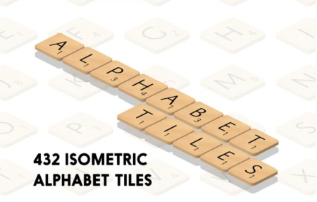 حروف انگلیسی لایه باز روی کاشی‌ های سه‌بعدی