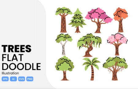 درخت های فانتزی لایه باز مناسب طراحی گرافیک و تصویرسازی