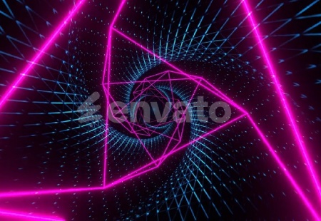 فوتیج بک‌ گراند تونل نئونی صورتی و آبی Blue And Pink Spiral