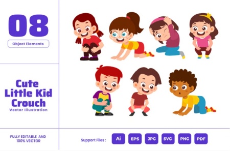 وکتور لایه باز کاراکتر و شخصیت کارتونی پسر بچه برای طراحی