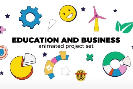 پروژه افتر افکت مجموعه عناصر انیمیشنی برای ویدئوهای آموزشی و تجاری