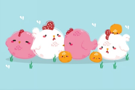 وکتور جوجه های رنگی لایه باز برای چاپ و وب