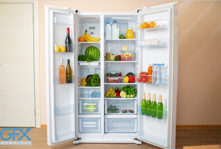 عکس یخچال پر از مواد غذایی تازه و سالم