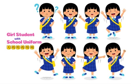 وکتور کاراکتر کارتونی دختربچه در حال رفتن به مدرسه