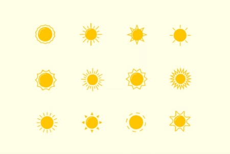 وکتور خورشید فانتزی با رنگ‌های شاد و طرح مدرن