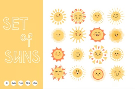 طرح وکتور خورشید فانتزی مناسب برای پوستر و موشن گرافیک