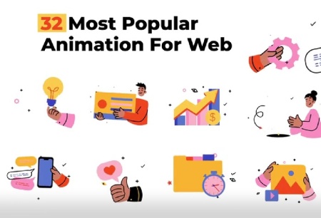پروژه افتر افکت آیکون های انیمیشن وب دانلود 32 Animation For Web