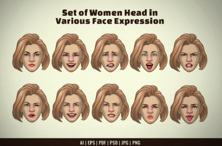 چهره زن در قالب فایل وکتور مناسب برای طراحی وب و چاپ
