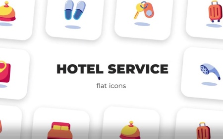 پروژه افتر افکت موشن گرافیک آیکون‌ های خدمات هتل Hotel Service Icons