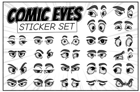 مجموعه لایه باز وکتور چشم و دهان برای طراحی شخصیت کارتونی