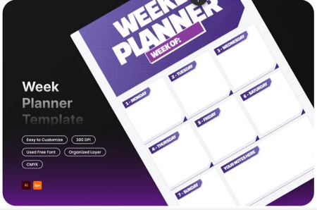 فایل لایه باز وکتور برنامه هفتگی کلاس درسی برای چاپ