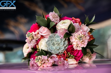 تصویر هنری دسته گل صورتی مناسب چاپ دیجیتال و افست