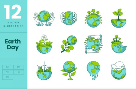 مجموعه طرح‌های وکتور کره زمین مناسب اینفوگرافیک و موشن