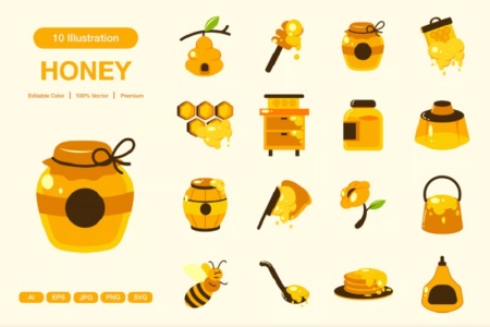 طرح وکتور کوزه عسل سنتی با کیفیت بالا