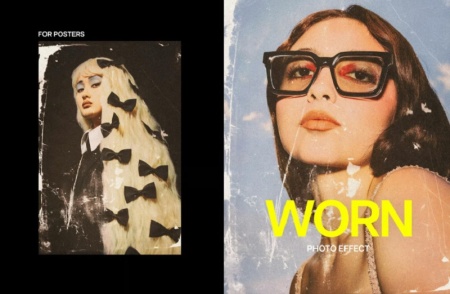 افکت لایه باز عکس فتوشاپ با سبک پوستر فیلم کلاسیک Worn Film Poster