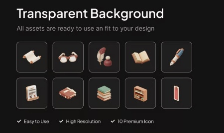 دانلود پک آیکون کتاب سه‌بعدی Books 3D Icons