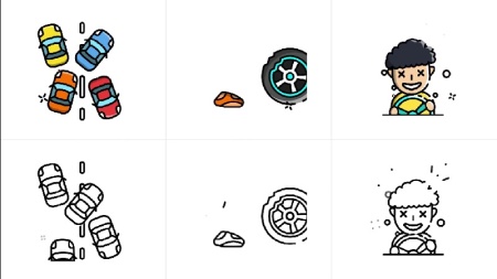 پروژه افتر افکت آیکون های متحرک تصادف خودرو Car Accident Animated Icons