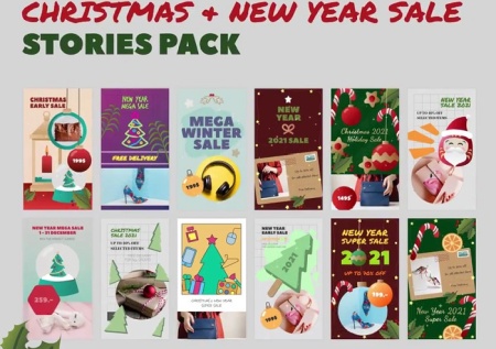 پروژه پریمیر استوری و پست اینستاگرام فروش با تم کریسمس و سال نو