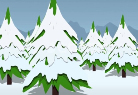 فوتیج موشن گرافیک زمستانی با درختان کریسمس Winter Landscape