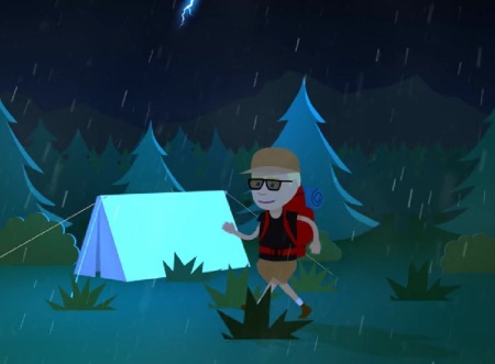 فوتیج موشن گرافیک پیاده‌ روی در جنگل بارانی Walking Through Rainy Forest