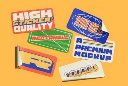 موکاپ با کیفیت High Quality Rectangle Sticker Mockup برای فتوشاپ